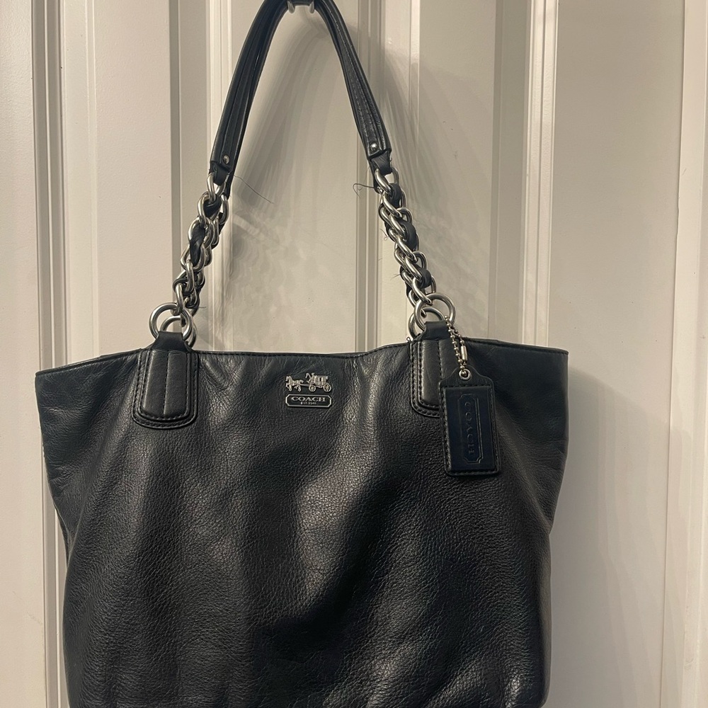 Coach Black Leather Tote Bag